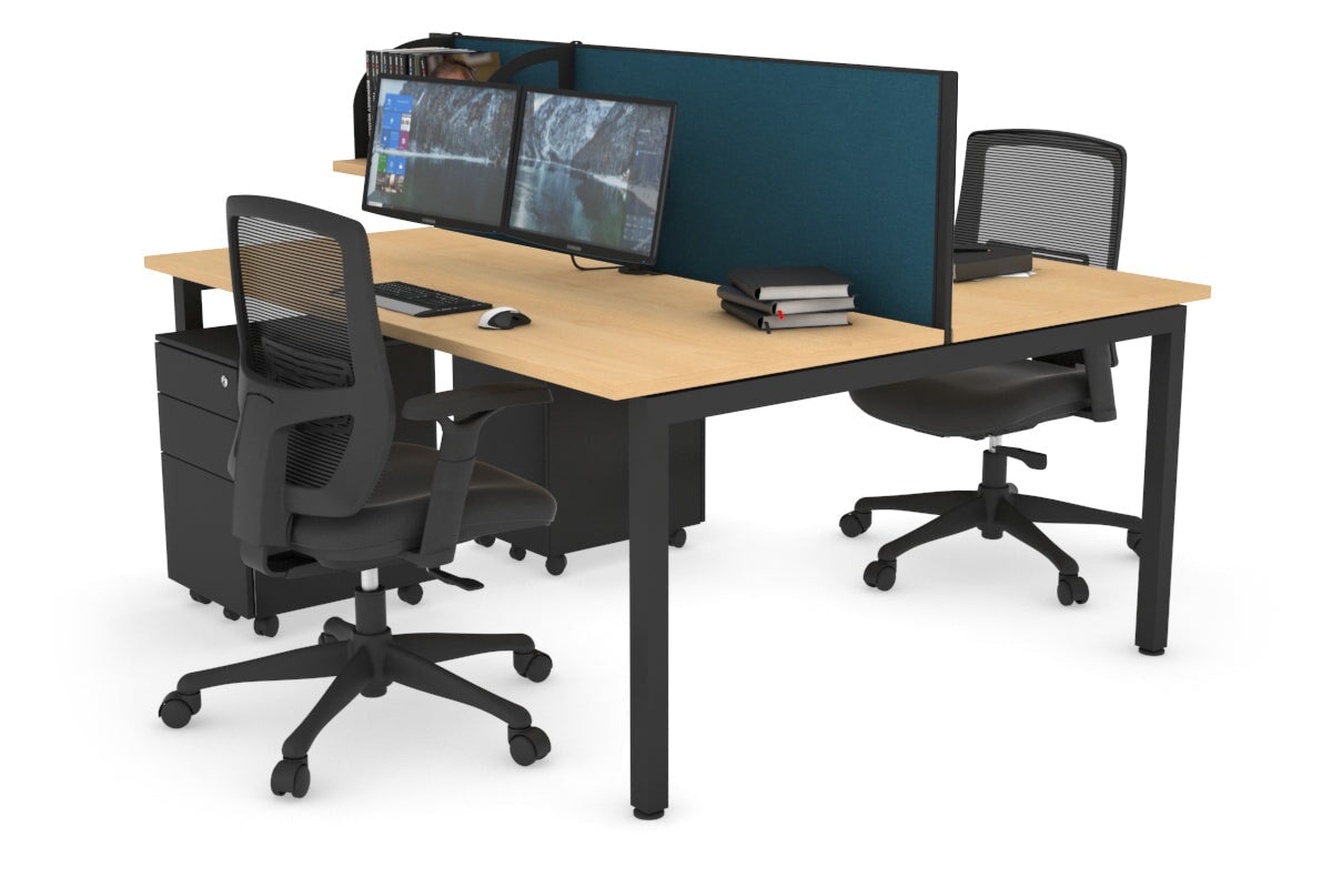 Quadro Square Legs 2 Person Office Workstation [1400L x 700W]-black leg maple deep blue (500H x 1400W)