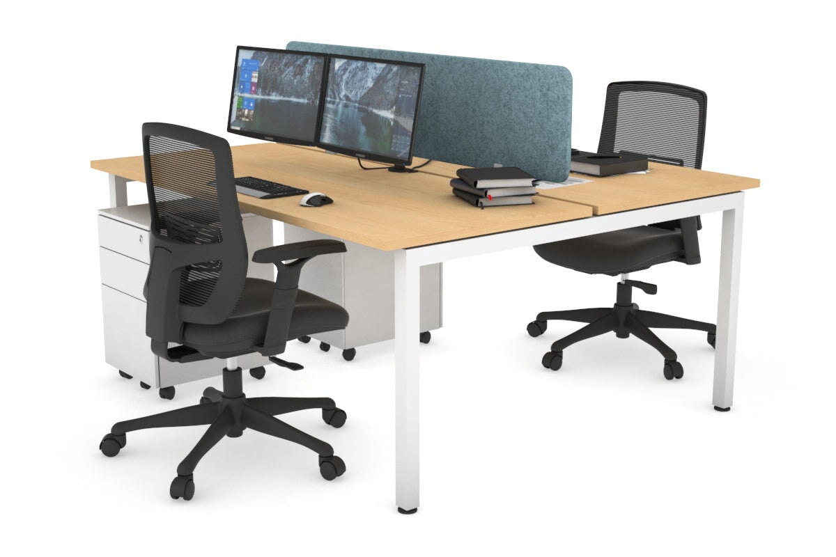 Quadro Square Legs 2 Person Office Workstation [1400L x 700W]-white leg maple blue echo panel (400H x 1200W)