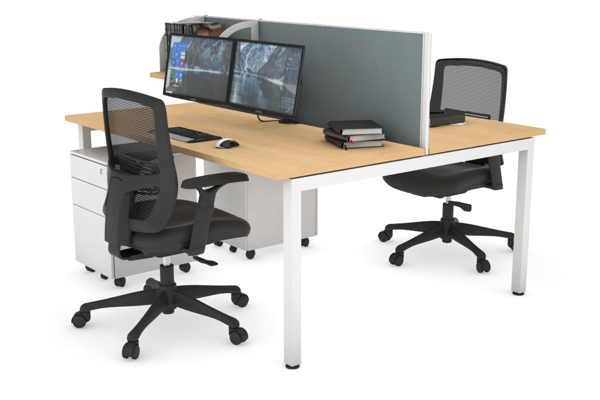 Quadro Square Legs 2 Person Office Workstation [1400L x 700W]-white leg maple cool grey (500H x 1400W)