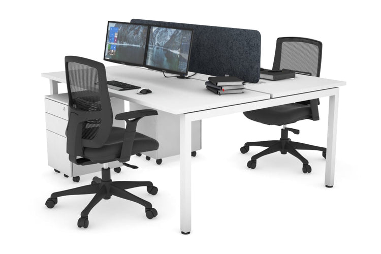 Quadro Square Leg 2 Person Office Workstations [1400L x 700W] Jasonl white leg white dark grey echo panel (400H x 1200W)