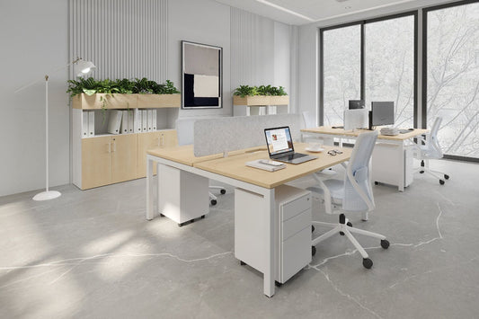 Quadro Square Leg 2 Person Office Workstations [1400L x 800W with Cable Scallop] Jasonl 