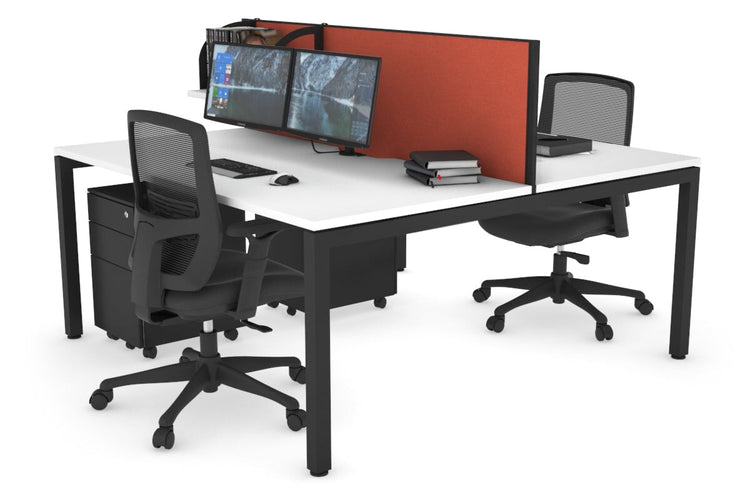 Quadro Square Leg 2 Person Office Workstations [1400L x 800W with Cable Scallop] Jasonl black leg white orange squash (500H x 1400W)