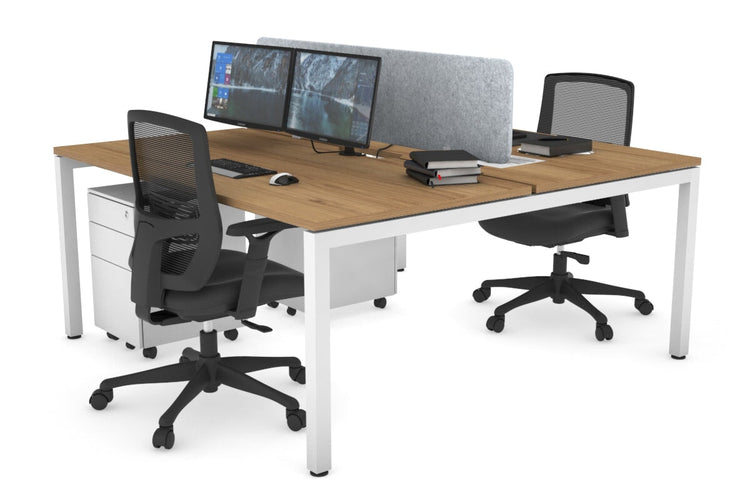 Quadro Square Leg 2 Person Office Workstations [1400L x 800W with Cable Scallop] Jasonl white leg salvage oak light grey echo panel (400H x 1200W)