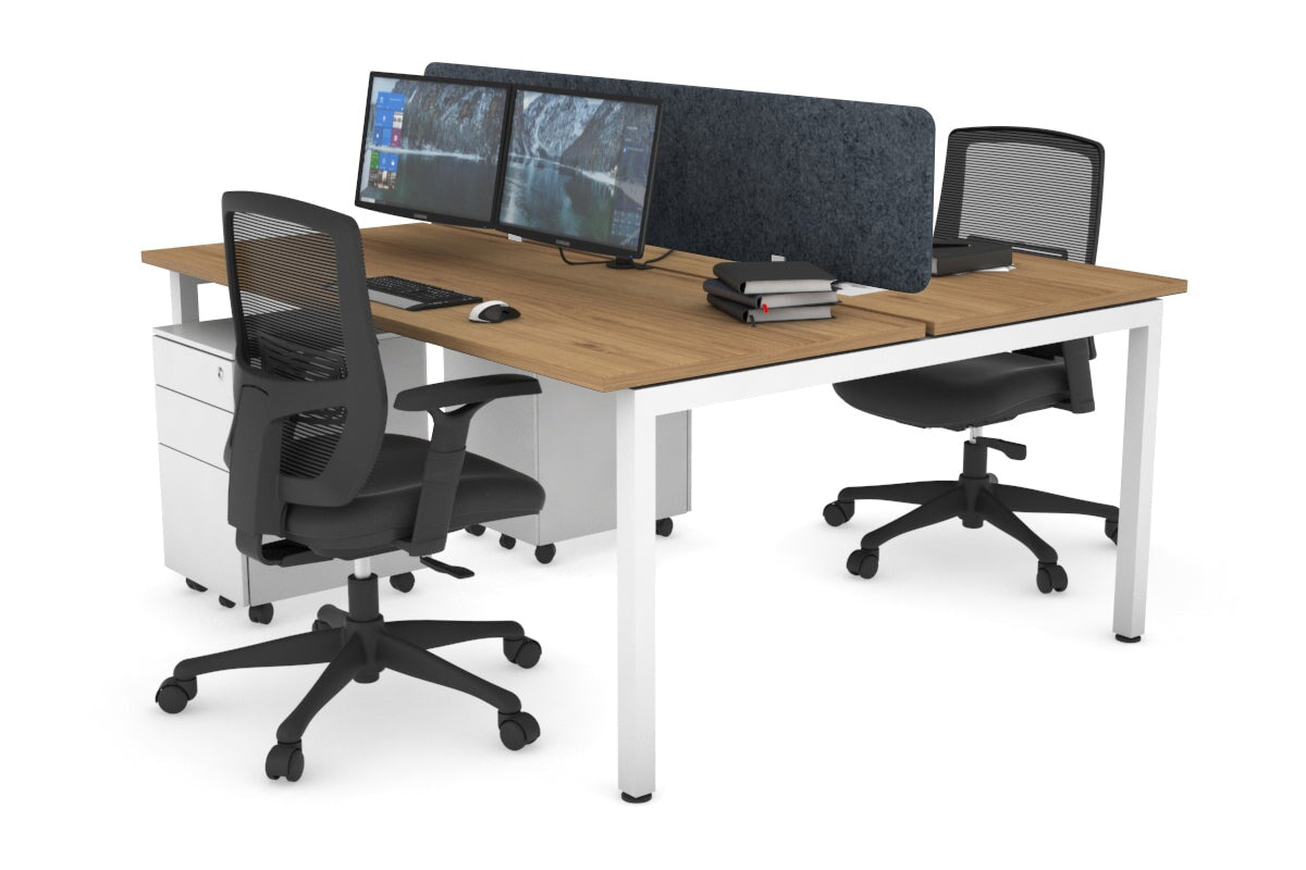 Quadro Square Leg 2 Person Office Workstations [1600L x 700W] Jasonl white leg salvage oak dark grey echo panel (400H x 1600W)