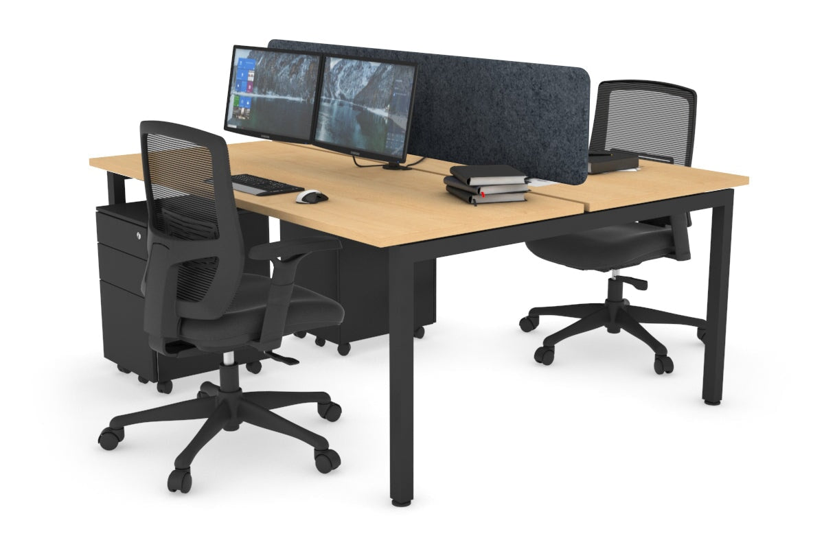 Quadro Square Leg 2 Person Office Workstations [1600L x 700W] Jasonl black leg maple dark grey echo panel (400H x 1600W)