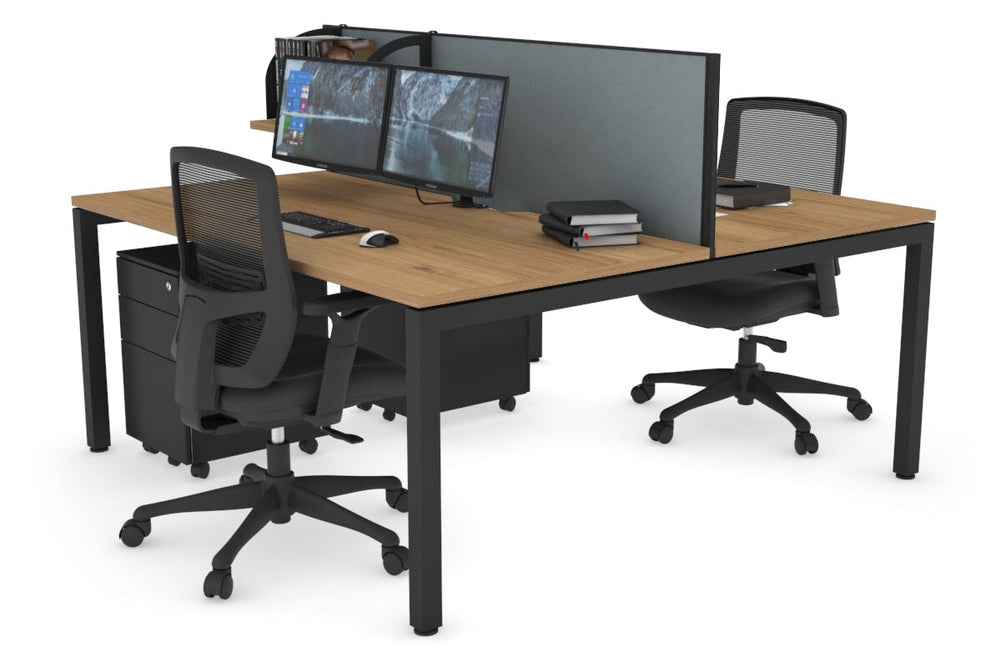 Quadro Square Legs 2 Person Office Workstation [1600L x 800W with Cable Scallop]-black leg salvage oak cool grey (500H x 1600W)