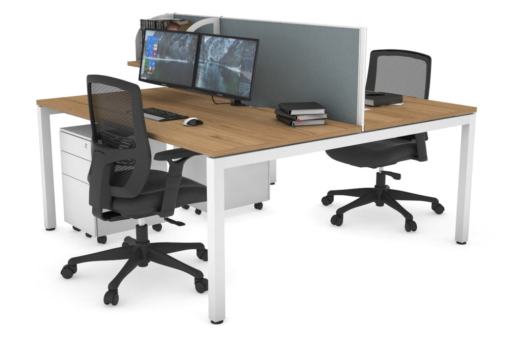 Quadro Square Legs 2 Person Office Workstation [1600L x 800W with Cable Scallop]-white leg salvage oak cool grey (500H x 1600W)