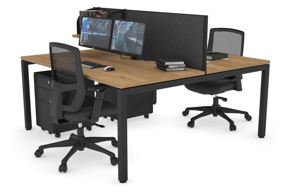 Quadro Square Legs 2 Person Office Workstation [1600L x 800W with Cable Scallop]-black leg salvage oak moody charcoal (500H x 1600W)