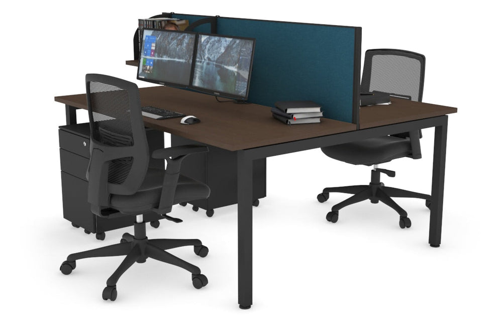 Quadro Square Legs 2 Person Office Workstation [1800L x 700W]-black leg dark oak moody charcoal (500H x 1800W)