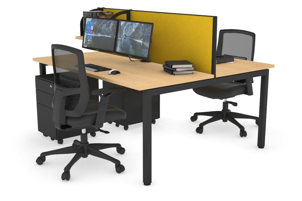 Quadro Square Legs 2 Person Office Workstation [1800L x 700W]-black leg maple mustard yellow (500H x 1800W)