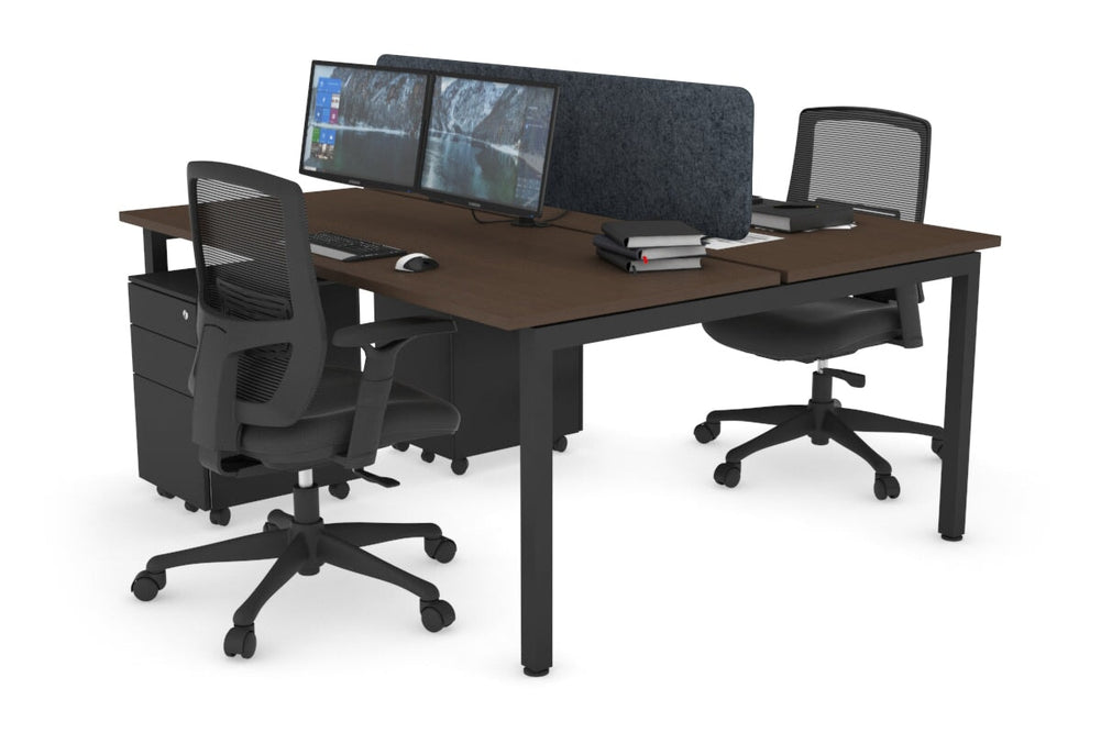 Quadro Square Legs 2 Person Office Workstation [1800L x 700W]-black leg dark oak moody charcoal (500H x 1800W)
