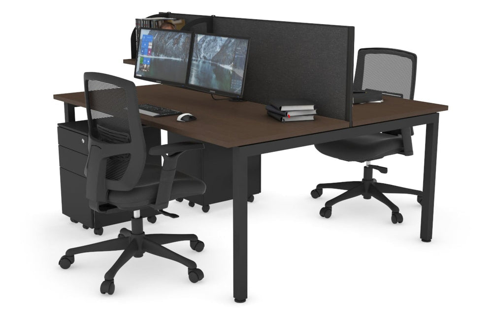 Quadro Square Legs 2 Person Office Workstation [1800L x 700W]-black leg dark oak moody charcoal (500H x 1800W)