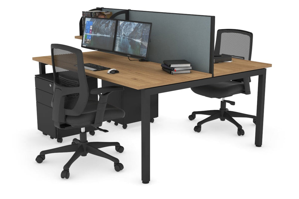 Quadro Square Legs 2 Person Office Workstation [1800L x 700W]-black leg salvage oak cool grey (500H x 1800W)