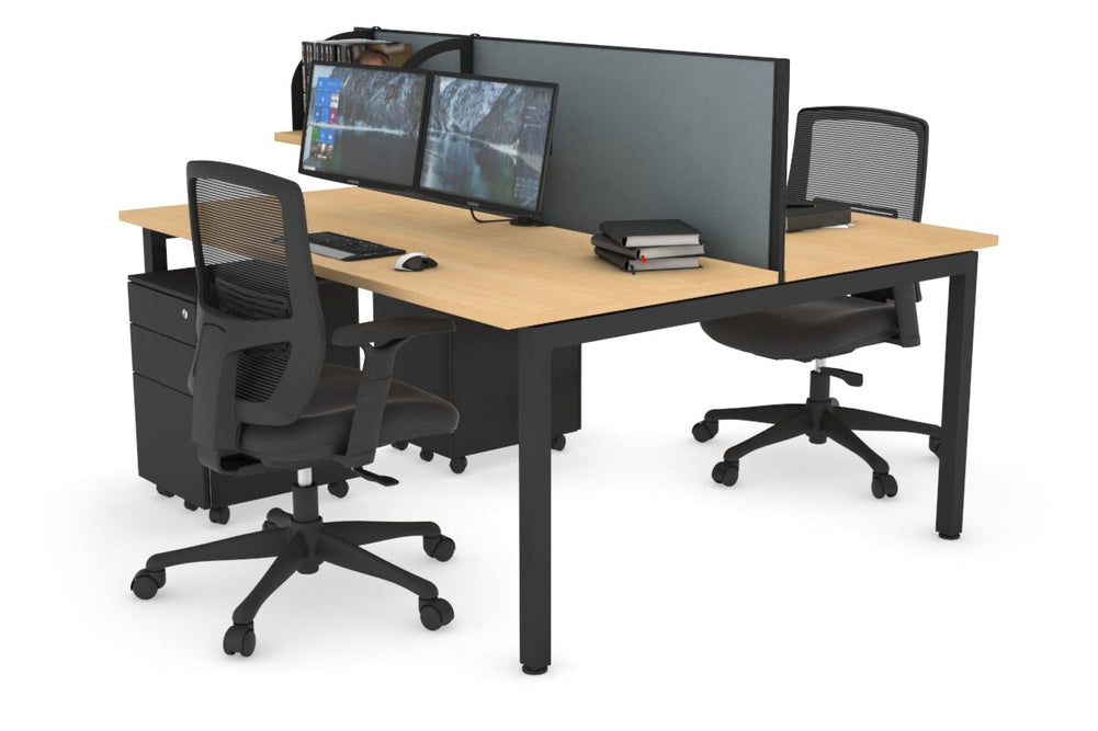 Quadro Square Legs 2 Person Office Workstation [1800L x 700W]-black leg maple cool grey (500H x 1800W)