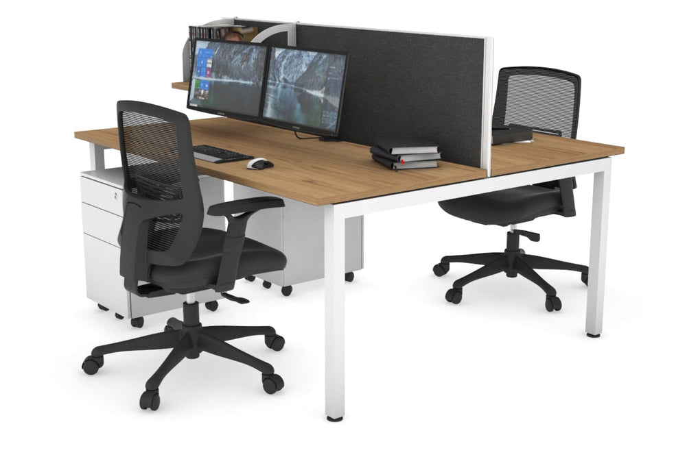 Quadro Square Legs 2 Person Office Workstation [1800L x 700W]-white leg salvage oak moody charcoal (500H x 1800W)