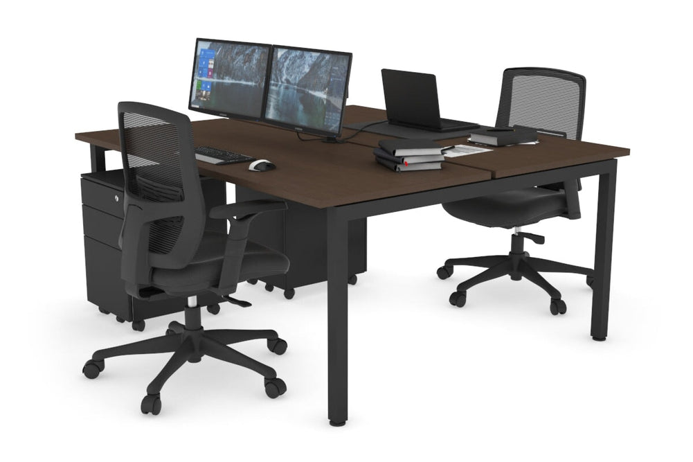 Quadro Square Legs 2 Person Office Workstation [1800L x 700W]-black leg dark oak moody charcoal (500H x 1800W)