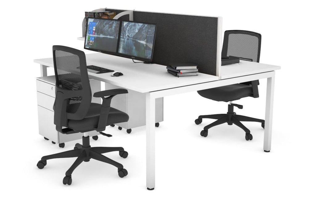Quadro Square Legs 2 Person Office Workstation [1800L x 700W]-white leg white moody charcoal (500H x 1800W)