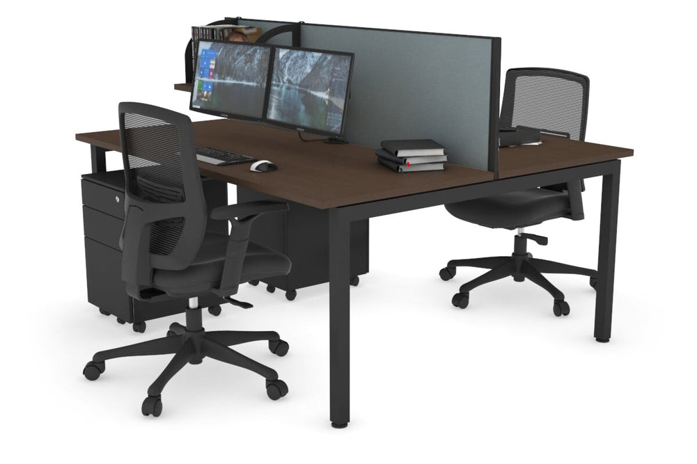 Quadro Square Legs 2 Person Office Workstation [1800L x 700W]-black leg dark oak moody charcoal (500H x 1800W)