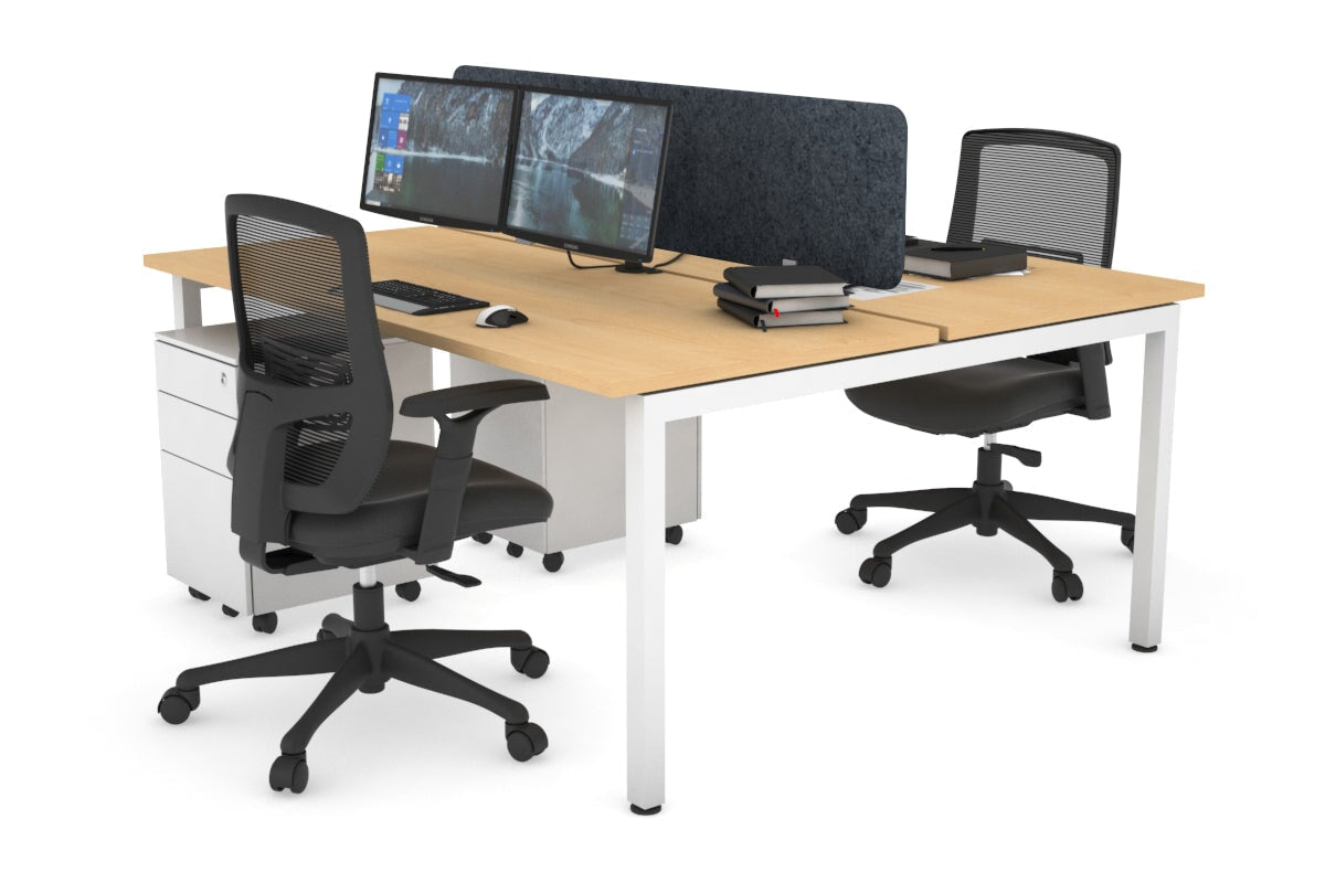 Quadro Square Leg 2 Person Office Workstations [1800L x 700W] Jasonl white leg maple dark grey echo panel (400H x 1600W)