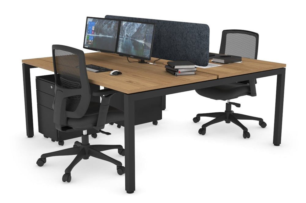 Quadro Square Legs 2 Person Office Workstation [1800L x 800W with Cable Scallop]-black leg salvage oak dark grey acoustic panel (400H x 1600W)