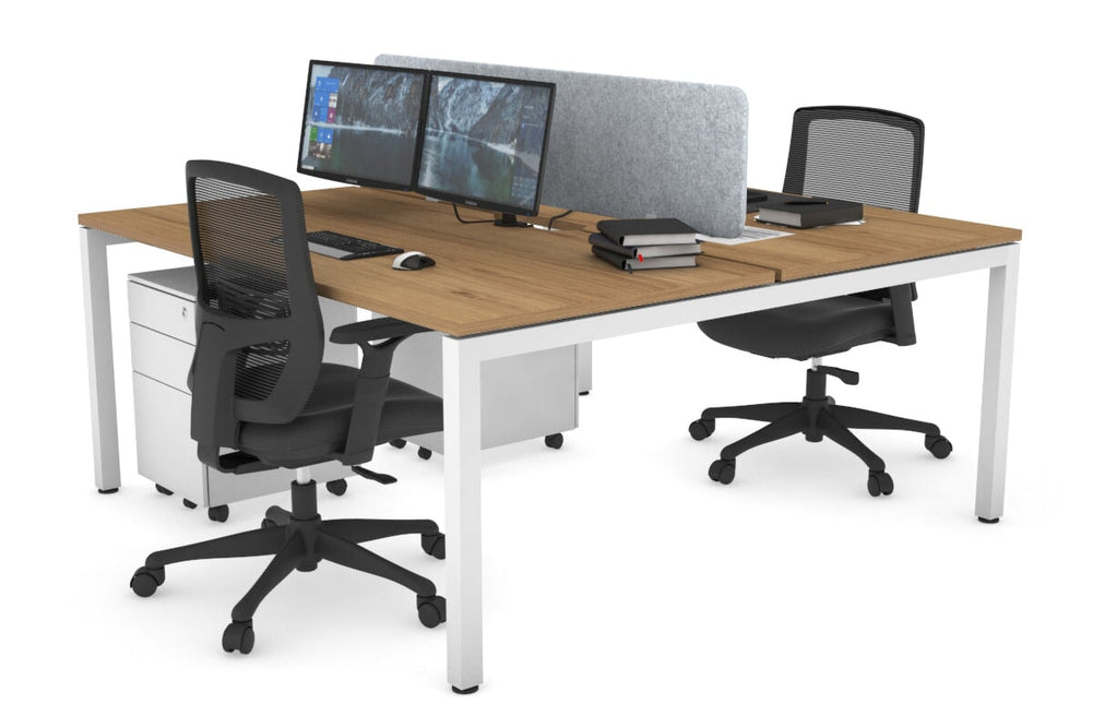 Quadro Square Legs 2 Person Office Workstation [1800L x 800W with Cable Scallop]-white leg salvage oak light grey acoustic panel (400H x 1600W)
