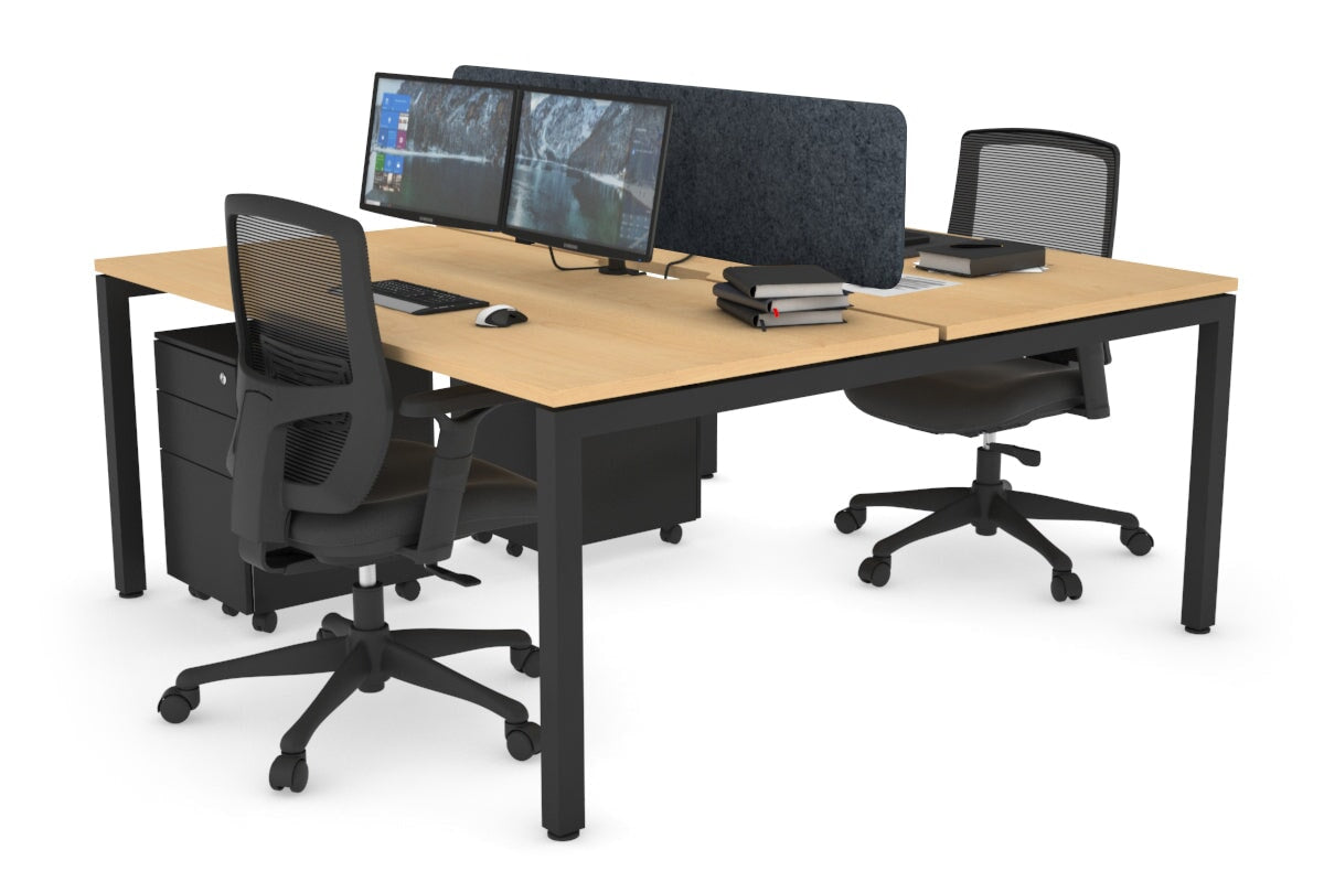 Quadro Square Leg 2 Person Office Workstations [1800L x 800W with Cable Scallop] Jasonl black leg maple dark grey echo panel (400H x 1600W)