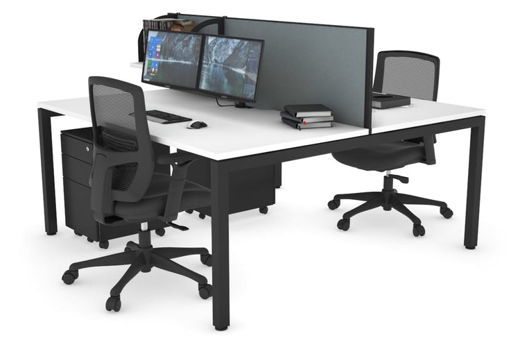 Quadro Square Leg 2 Person Office Workstations [1800L x 800W with Cable Scallop] Jasonl black leg white cool grey (500H x 1800W)