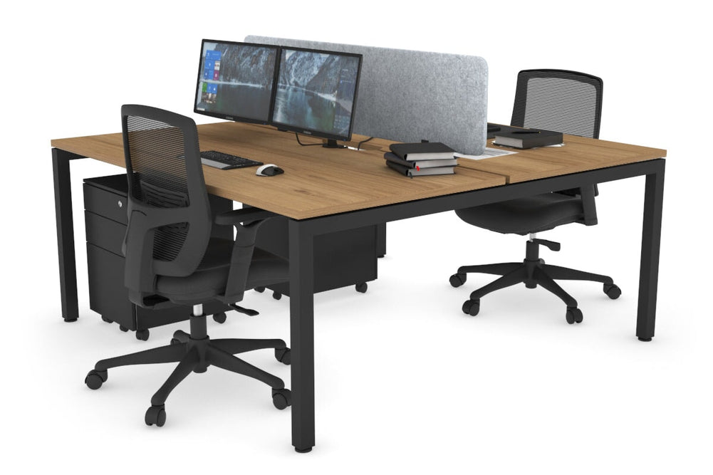 Quadro Square Legs 2 Person Office Workstation [1800L x 800W with Cable Scallop]-black leg salvage oak light grey acoustic panel (400H x 1600W)
