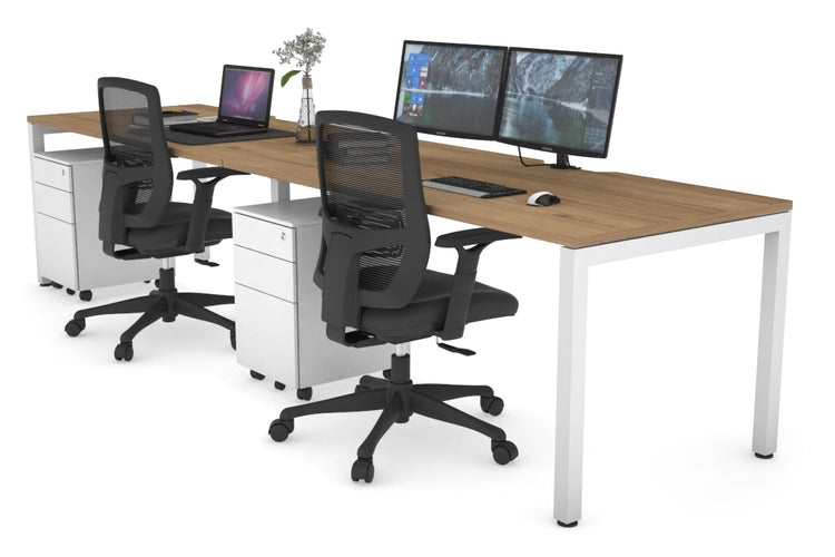 Quadro Square Leg 2 Person Run Office Workstations [1200L x 800W with Cable Scallop] Jasonl white leg salvage oak 