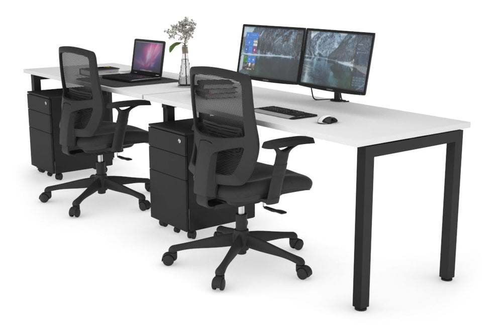 Quadro Square Legs 2 Person Run Office Workstation [1400L x 700W]-black leg white 
