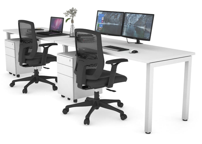 Quadro Square Leg 2 Person Run Office Workstations [1400L x 700W] Jasonl white leg white 