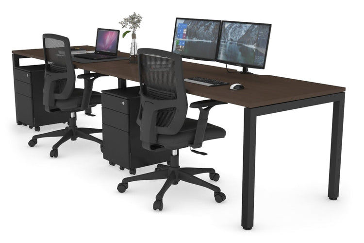 Quadro Square Leg 2 Person Run Office Workstations [1400L x 800W with Cable Scallop] Jasonl black leg wenge 