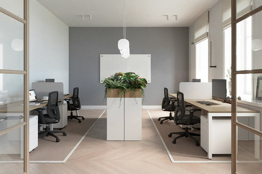 Quadro Square Leg 2 Person Run Office Workstations [1400L x 800W with Cable Scallop] Jasonl 