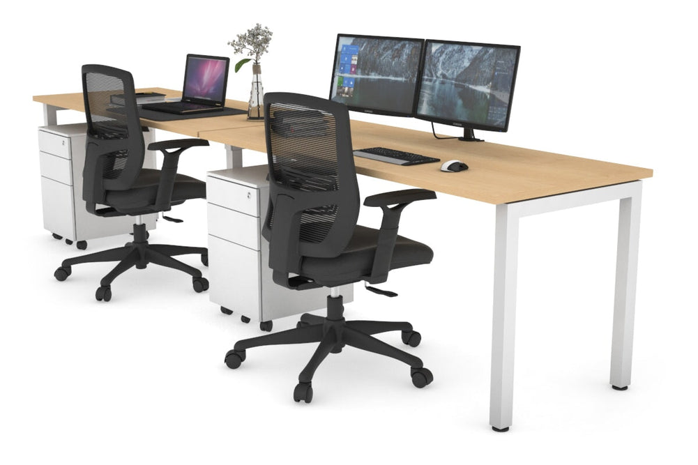 Quadro Square Legs 2 Person Run Office Workstation [1800L x 700W]-white leg maple 