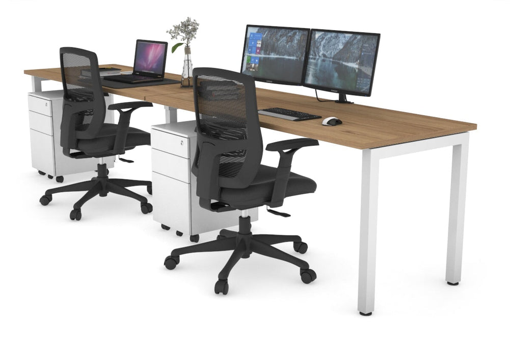 Quadro Square Legs 2 Person Run Office Workstation [1800L x 700W]-white leg salvage oak 