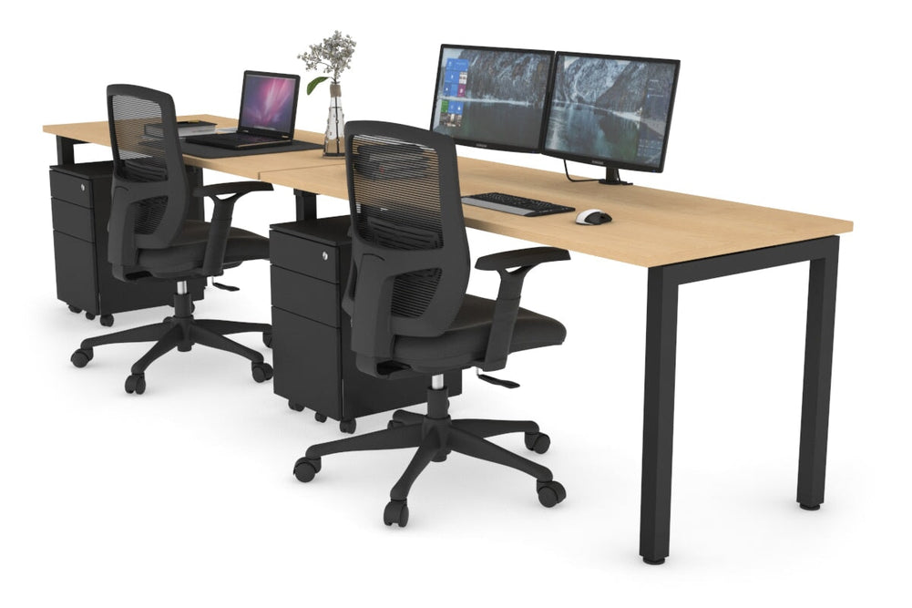 Quadro Square Legs 2 Person Run Office Workstation [1800L x 700W]-black leg maple 