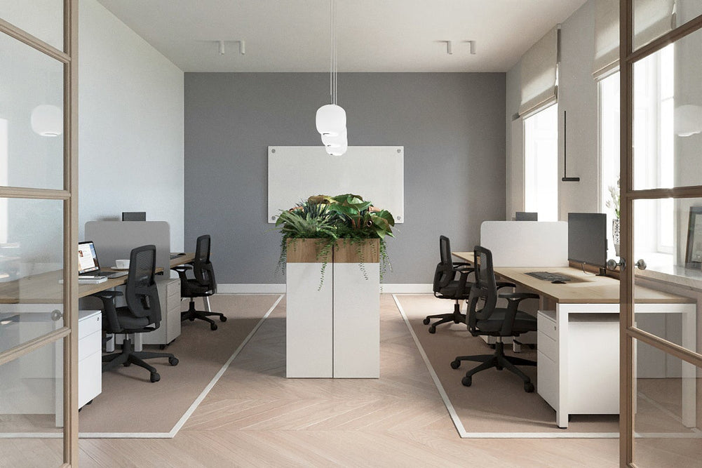 Quadro Square Legs 2 Person Run Office Workstation [1800L x 700W]-black leg dark oak 
