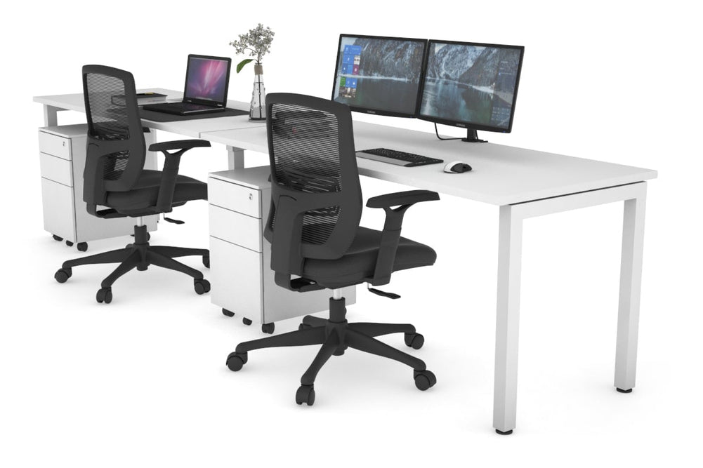 Quadro Square Legs 2 Person Run Office Workstation [1800L x 700W]-white leg white 