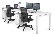  - Quadro Square Legs 2 Person Run Office Workstation [1800L x 800W with Cable Scallop] - 1