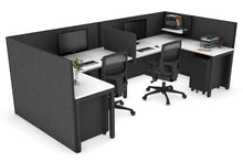  - Quadro Square Leg 2 Person Corner Workstations - U Configuration - Black Frame [1400L x 1800W with Cable Scallop] - 1
