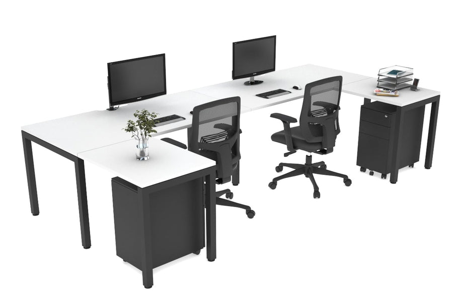 Environmental image of Quadro Square Legs 2 Person Corner Workstation - U Configuration - Black Frame [1800L x 1800W with Cable Scallop]
