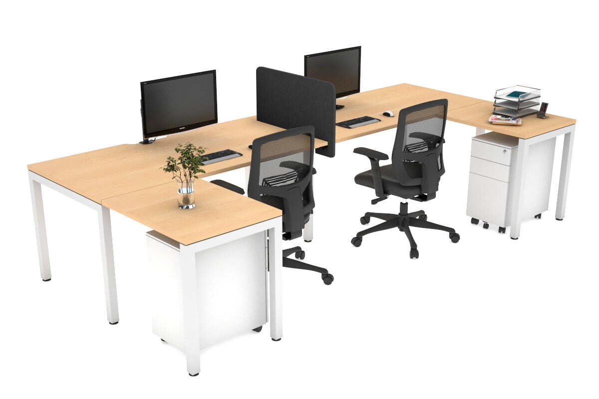 Quadro Square Leg 2 Person Corner Workstations - U Configuration - White Frame [1800L x 1800W with Cable Scallop] Jasonl maple none biscuit panel