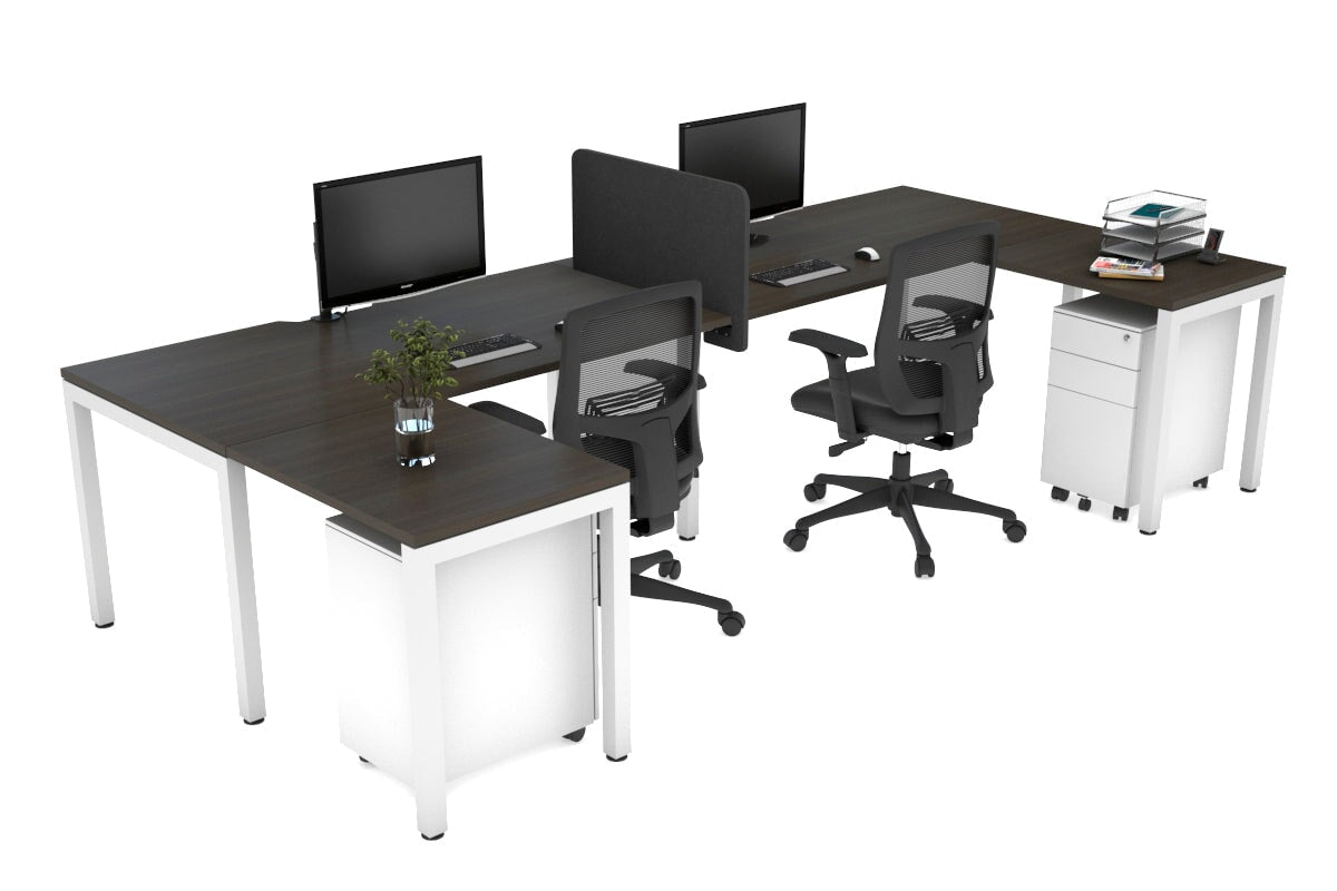 Quadro Square Leg 2 Person Corner Workstations - U Configuration - White Frame [1800L x 1800W with Cable Scallop] Jasonl dark oak none biscuit panel