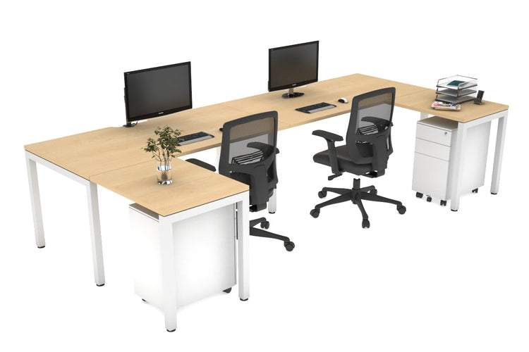 Quadro Square Leg 2 Person Corner Workstations - U Configuration - White Frame [1800L x 1800W with Cable Scallop] Jasonl maple none none