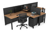 Quadro Square Legs 2 Person Corner Workstation - T Configuration [1400L x 1800W with Cable Scallop] - Thumbnail 105 