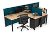 Quadro Square Legs 2 Person Corner Workstation - T Configuration [1400L x 1800W with Cable Scallop] - Thumbnail 42 