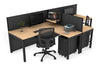 Quadro Square Legs 2 Person Corner Workstation - T Configuration [1400L x 1800W with Cable Scallop] - Thumbnail 98 