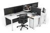 Quadro Square Legs 2 Person Corner Workstation - T Configuration [1400L x 1800W with Cable Scallop] - Thumbnail 3 