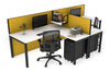 Quadro Square Legs 2 Person Corner Workstation - T Configuration [1400L x 1800W with Cable Scallop] - Thumbnail 87 