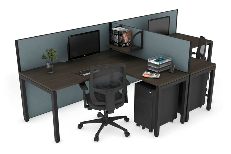 Quadro Square Leg 2 Person Corner Workstations - T Configuration [1400L x 1800W with Cable Scallop] Jasonl 